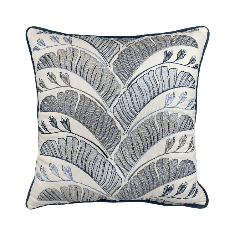 Almofada Sarja Cru Botanico Azul 52X52cm - Decortextil